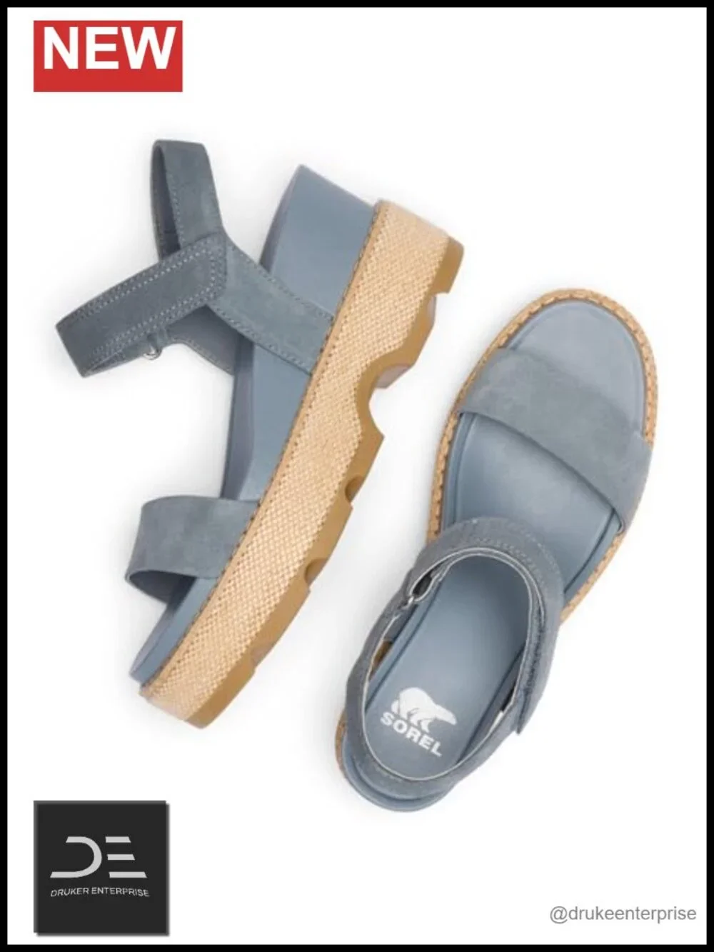 Sorel Joanie IV Y-Strap Wedge Sandals Suede Wedge Heel Hook & Loop